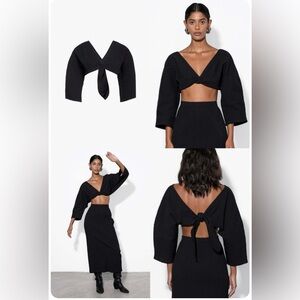 Mara Hoffman Black Tie-Back Top